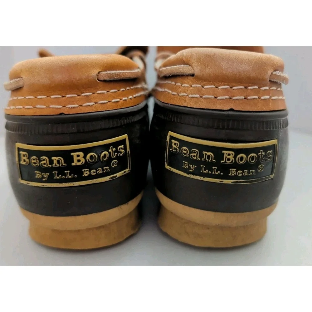Vntg L.L. Bean Duck Bean Boots Rubber Mocs Tan Low-Top Women Sz CM/7 USA Made
